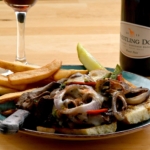 burger with wine